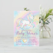 Rainbow Unicorn Kinderdusche Einladungen (Stehend Vorderseite)