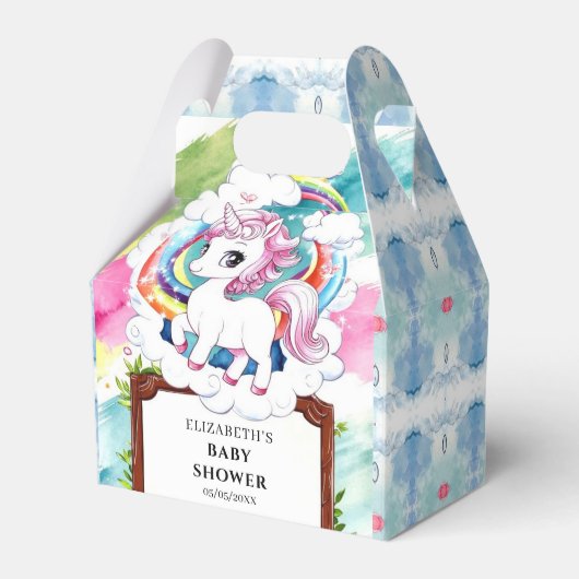Rainbow Unicorn Kinderdusche Geschenkschachtel (Vorderseite)