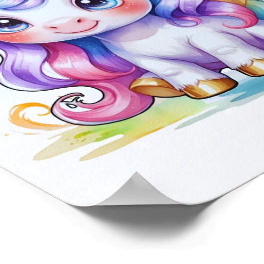 Rainbow Unicorn Kinderzimmer Art Poster (Ecke)