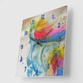 Rainbow Unicorn Kinderzimmer Clock Quadratische Wanduhr (Winkel)