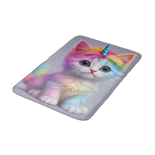 Rainbow Unicorn Kitten Badematte (Schrägansicht)