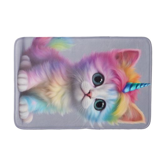 Rainbow Unicorn Kitten Badematte (Vorderseite)