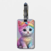 Rainbow Unicorn Kitten Gepäckanhänger (Rückseite vertikal)