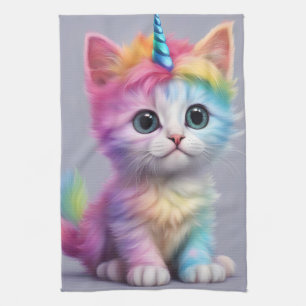 Rainbow Unicorn Kitten Geschirrtuch