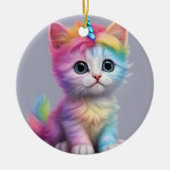 Rainbow Unicorn Kitten Keramik Ornament (Vorne)