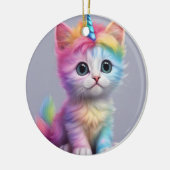 Rainbow Unicorn Kitten Keramik Ornament (Links)