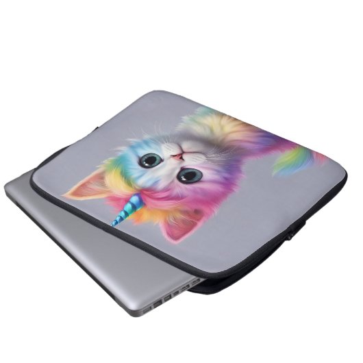 Rainbow Unicorn Kitten Laptopschutzhülle (Vorne Knopf)