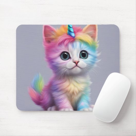 Rainbow Unicorn Kitten Mousepad (Mit Mouse)