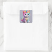 Rainbow Unicorn Kitten Quadratischer Aufkleber (Tasche)