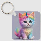Rainbow Unicorn Kitten Schlüsselanhänger (Vorderseite)