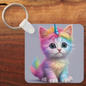Rainbow Unicorn Kitten Schlüsselanhänger (Vorderseite)