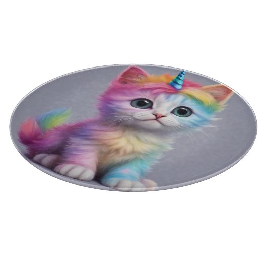 Rainbow Unicorn Kitten Schneidebrett (Ecke)