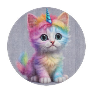 Rainbow Unicorn Kitten Schneidebrett