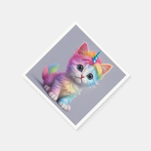 Rainbow Unicorn Kitten Serviette (Ecke)