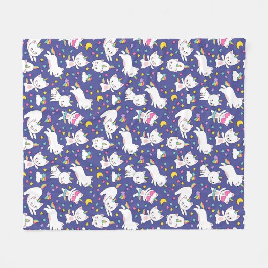 Rainbow Unicorn Kitty Fleecedecke (Vorderseite (Horizontal))