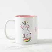 Rainbow Unicorn Kitty Zweifarbige Tasse (Links)