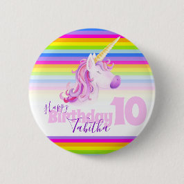 Rainbow Unicorn Kopf Wasserfarbe Kunst Alter 10 Ta Button