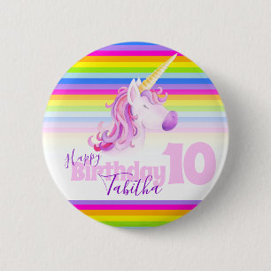 Rainbow Unicorn Kopf Wasserfarbe Kunst Alter 10 Ta Button