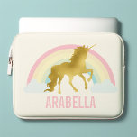 Rainbow Unicorn Laptopschutzhülle<br><div class="desc">Gold Regenbogen Einfärben personalisiertes Design.</div>