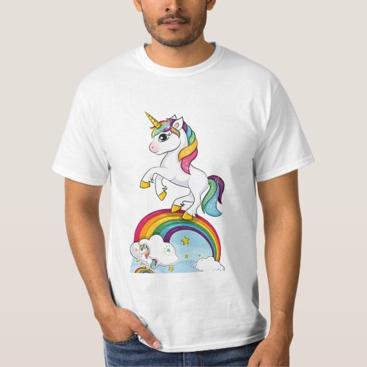 Rainbow Unicorn Lifesize Cardboard Cutout T-Shirt (Vorderseite)