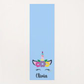 Rainbow Unicorn Light Blue Personalisiert Yoga Mat Yogamatte (Vorderseite)