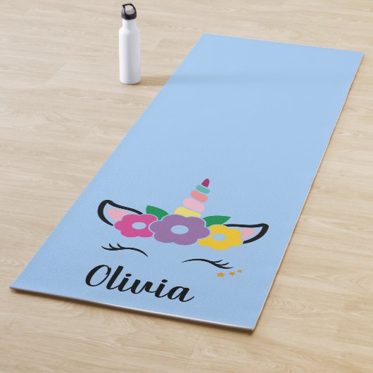 Rainbow Unicorn Light Blue Personalisiert Yoga Mat Yogamatte (Beispiel)