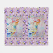 Rainbow Unicorn Lila Blütendecke Fleece Blanket (Vorderseite (Horizontal))