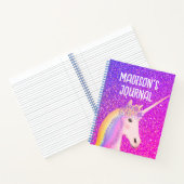 Rainbow Unicorn Lila Glitzer Monogram Journal Notizblock (Innenseite)