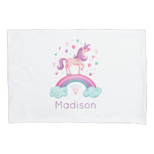 Rainbow Unicorn Lila Mädchen Kissenbezug