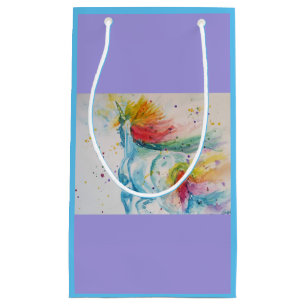 Rainbow Unicorn lilac Watercolor Geschenktasche Kleine Geschenktüte