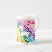 Rainbow Unicorn Little Girl's Cup Personalize NAME Porzellantasse (Vorderseite Rechts)