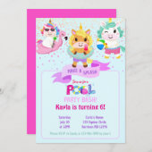 Rainbow Unicorn machen ein Splash Pool Party Einladung (Vorne/Hinten)