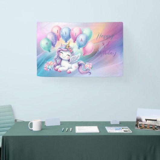 Rainbow Unicorn Magic Birthday Banner (Messe)