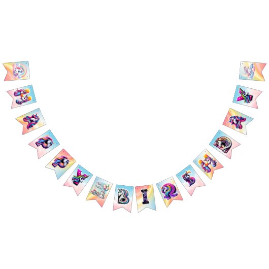 Rainbow Unicorn Magic Birthday Wimpelkette (Alle)