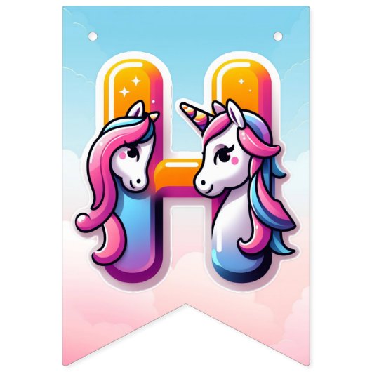 Rainbow Unicorn Magic Birthday Wimpelkette (Zweite Fahne)