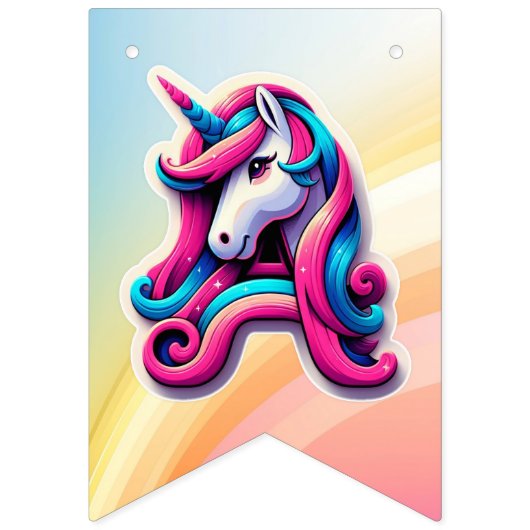 Rainbow Unicorn Magic Birthday Wimpelkette (Dritte Fahne)