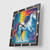 Rainbow Unicorn Magic Fantasy Quadratische Wanduhr (Winkel)