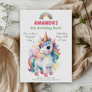 Rainbow Unicorn Magic Geburtstagsfeier Einladung