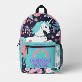 Rainbow Unicorn Magic Glitzer Print Name Backpack Bedruckter Rucksack