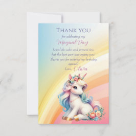 Rainbow Unicorn Magic Moment Girl Geburtstag Dankeskarte