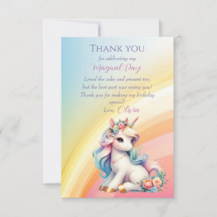 Rainbow Unicorn Magic Moment Girl Geburtstag Dankeskarte
