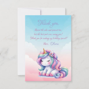 Rainbow Unicorn Magic Moment Girl Geburtstag Dankeskarte