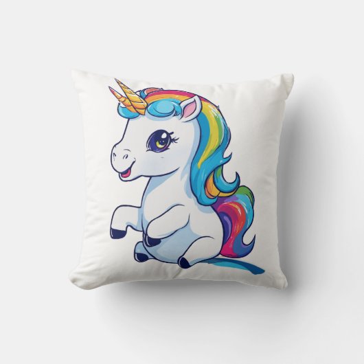 Rainbow Unicorn Magic Throw Kissen (Vorderseite)