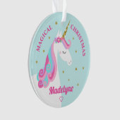 Rainbow Unicorn Magical Christmas Aqua Ornament (Vorderseite)