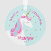 Rainbow Unicorn Magical Christmas Aqua Ornament (Rückseite)