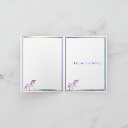 Rainbow Unicorn Magical Niedlich Personal Age Birt Einladung (Innenseite)
