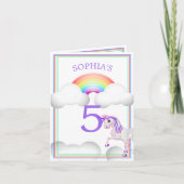Rainbow Unicorn Magical Niedlich Personal Age Birt Einladung (Vorderseite)