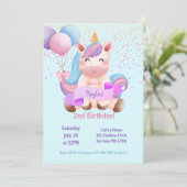 Rainbow Unicorn Magical Second Birthday Einladung (Stehend Vorderseite)