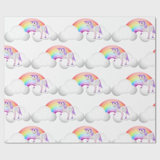 Rainbow Unicorn Magisch Niedlich Geschenkpapier (Flach)