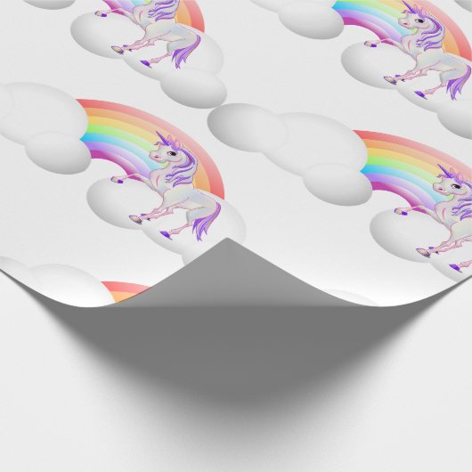 Rainbow Unicorn Magisch Niedlich Geschenkpapier (Ecke)